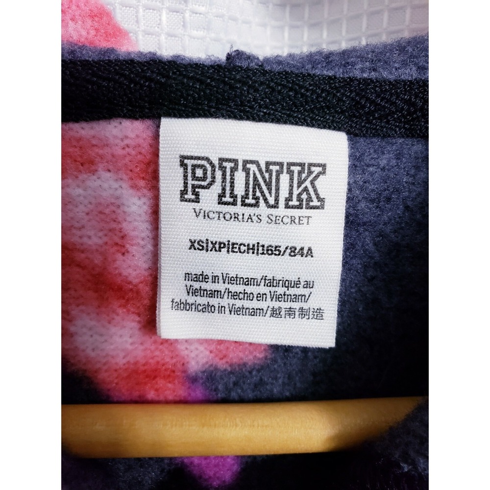 PINK Victoria's Secret Women XS Floral Rose Polar Fleece Cropped Hoodie Y2K - Picture 5 of 7